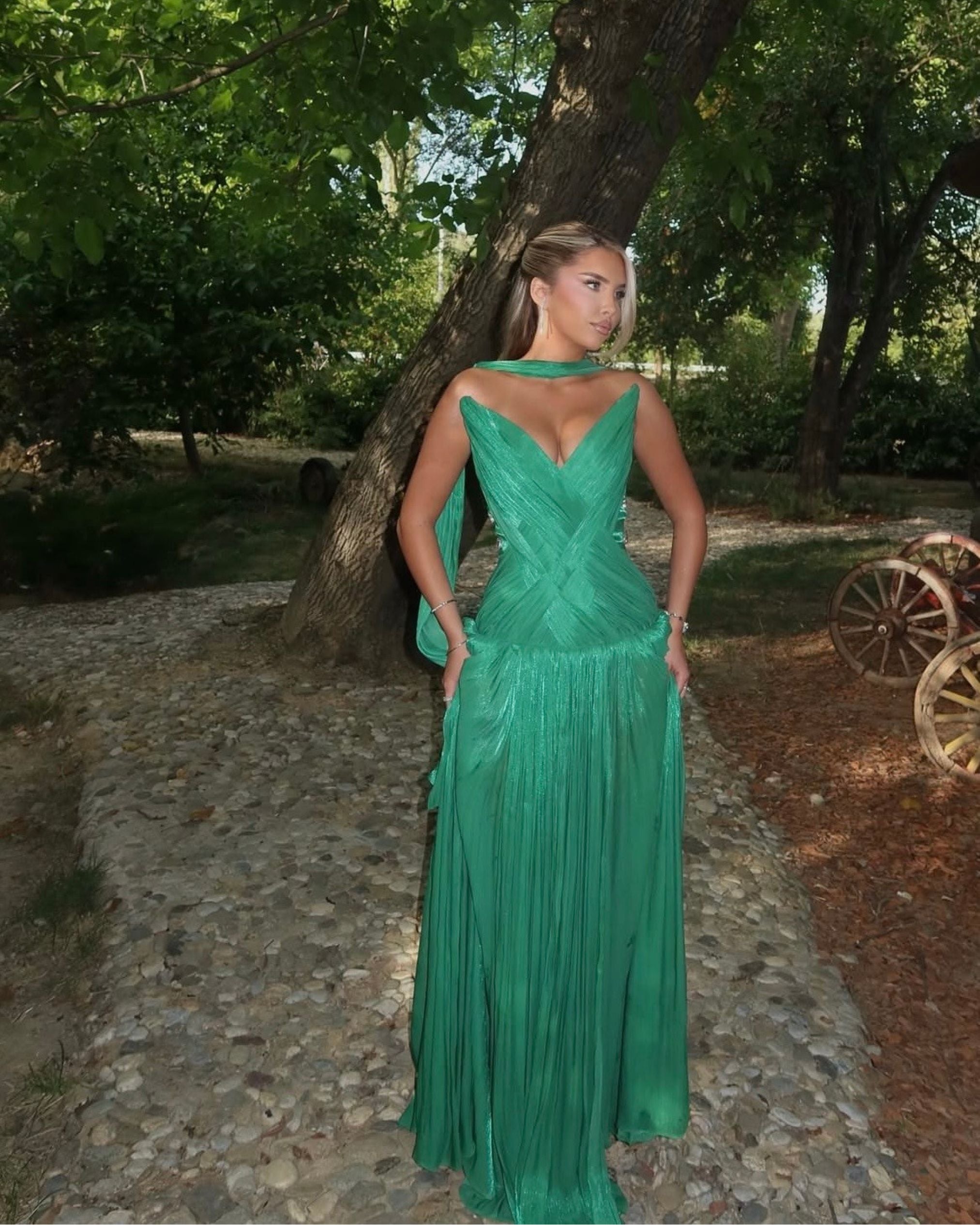 Oxa Couture Aurelia Gown Dress Green | (RRP: $1,300)