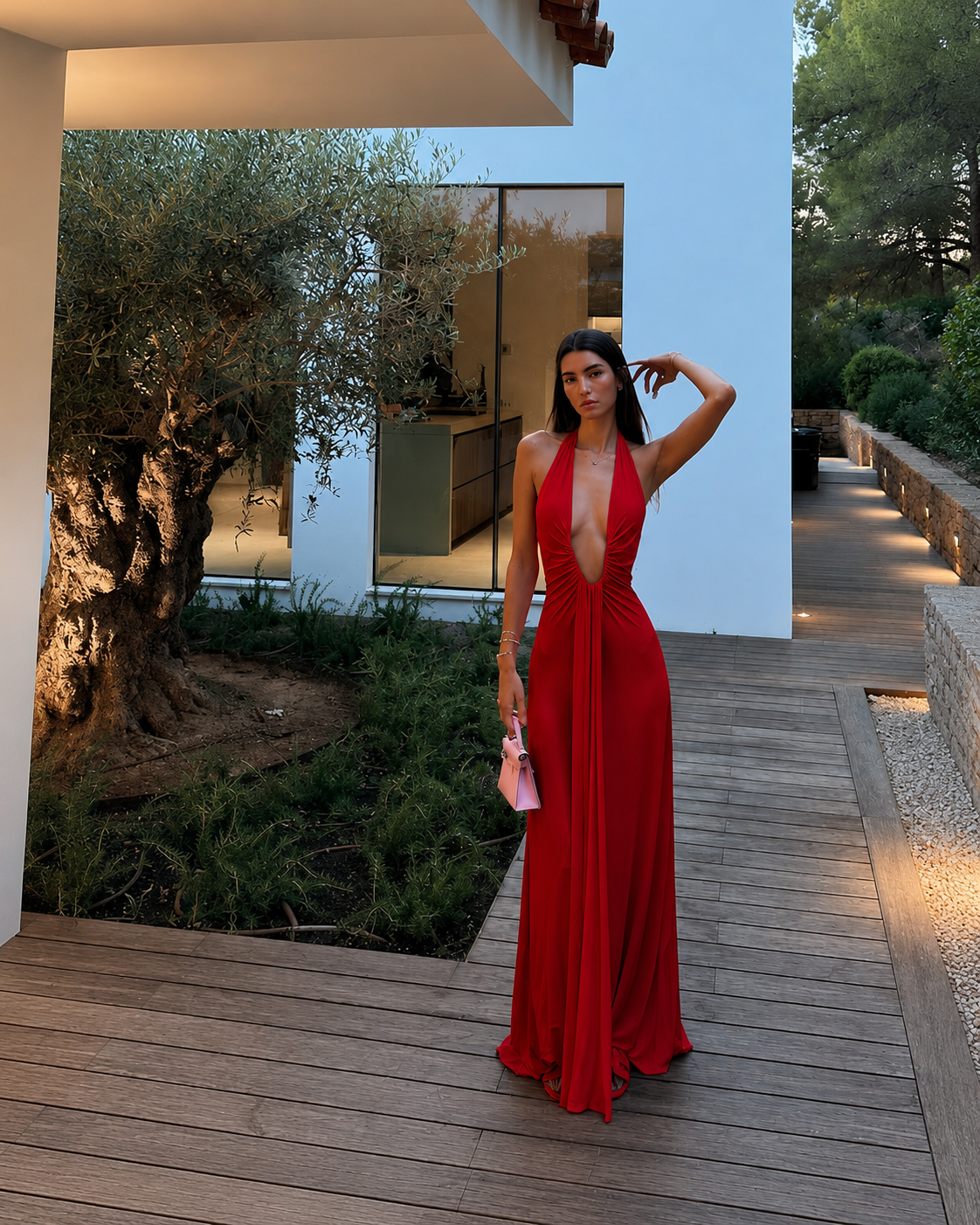 Misha Jennifer Cupro Maxi Dress - Cherry