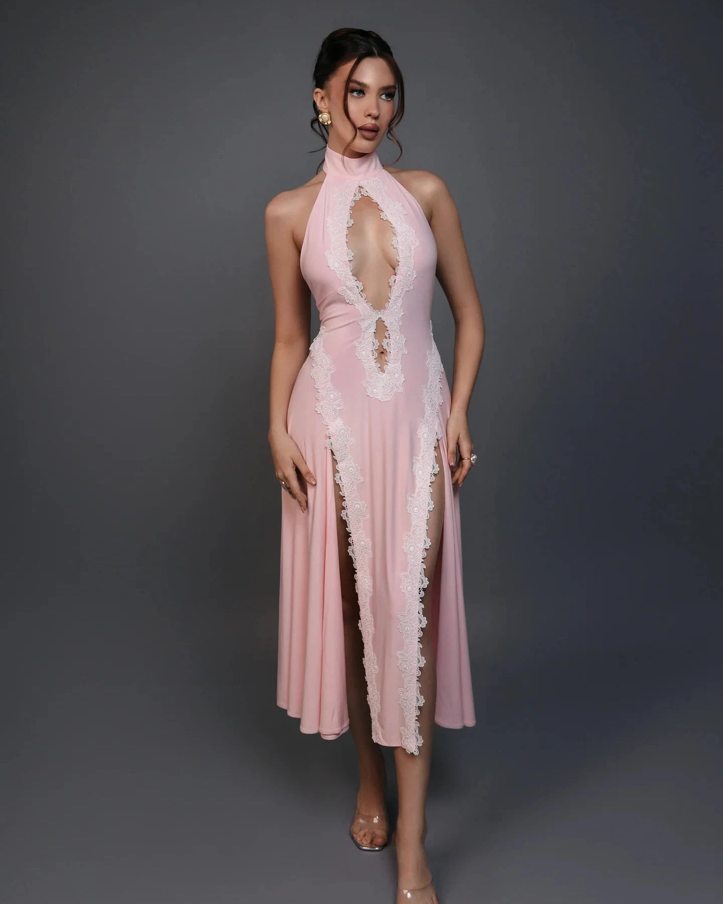 BENDITA IRIS CUTOUT DRESS BLUSH PINK | (RRP: $410)