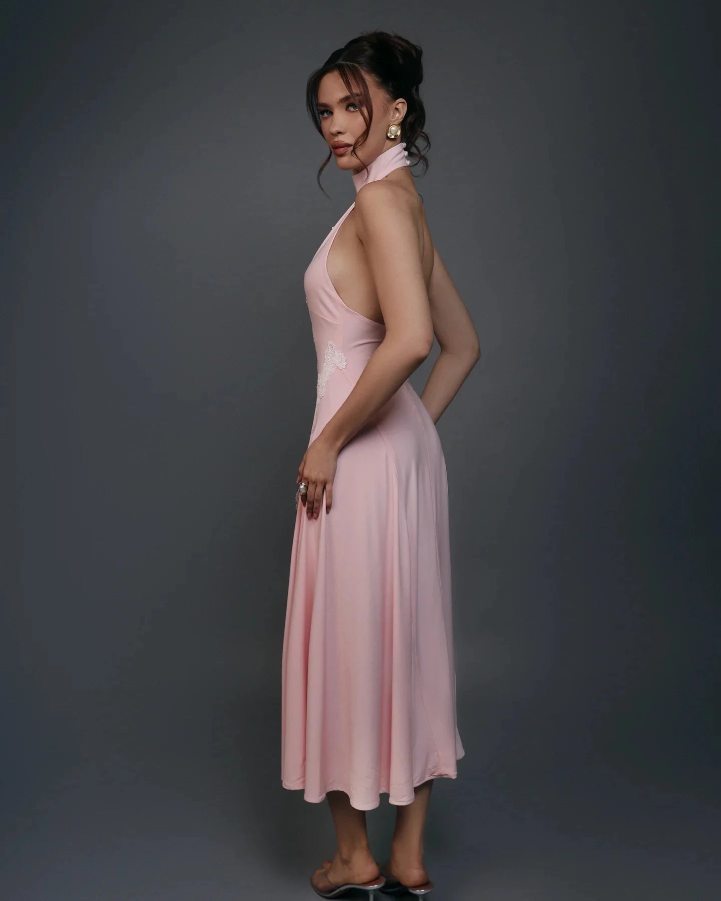 BENDITA IRIS CUTOUT DRESS BLUSH PINK | (RRP: $410)